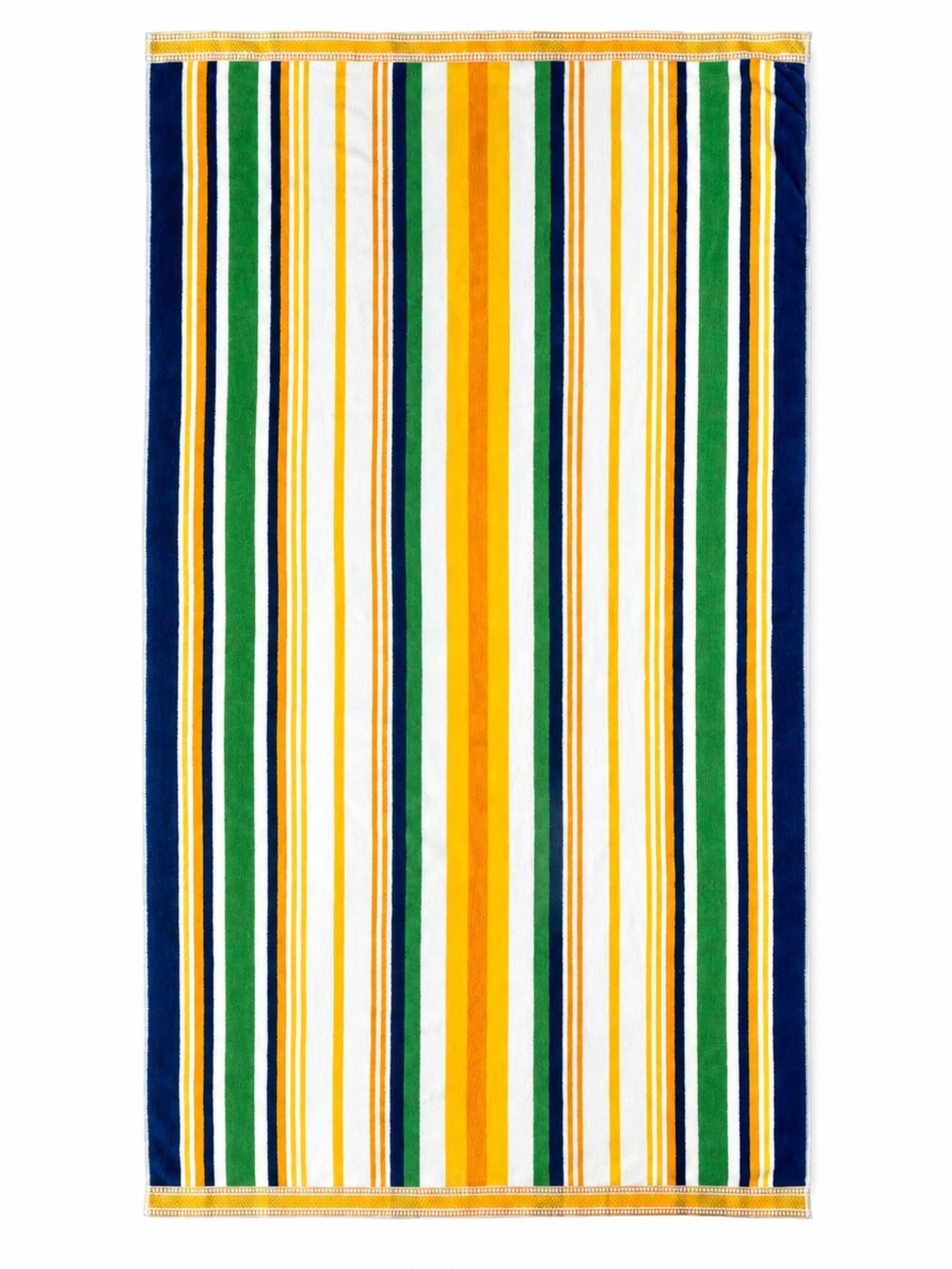 Huge 100% Cotton Striped Beach Towels in Navy, Green, Yellow & White 2 pk 40x72